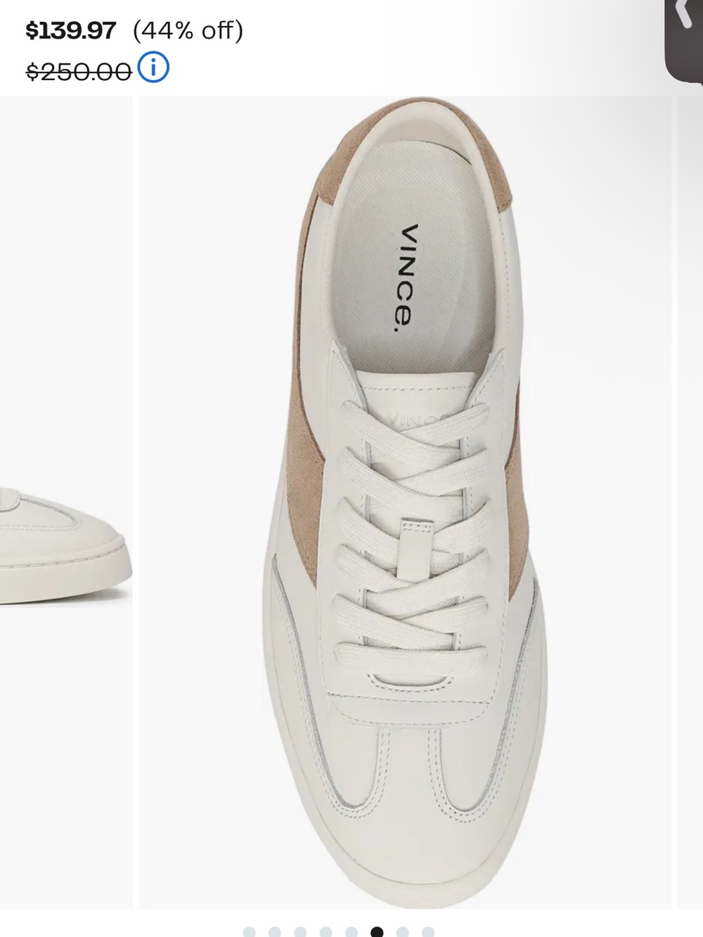 Vince White and Beige Low-Top Leather Sneaker